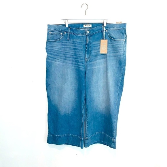 Madewell Petite Wide-Leg Crop Jeans in Delancey Wash size 37P NWT - Picture 4 of 9
